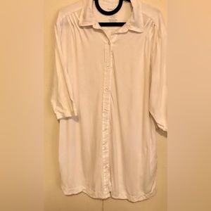 Simply Vera  VeraWang XXL cotton blend white 3/4 sleeve button down long,pockets